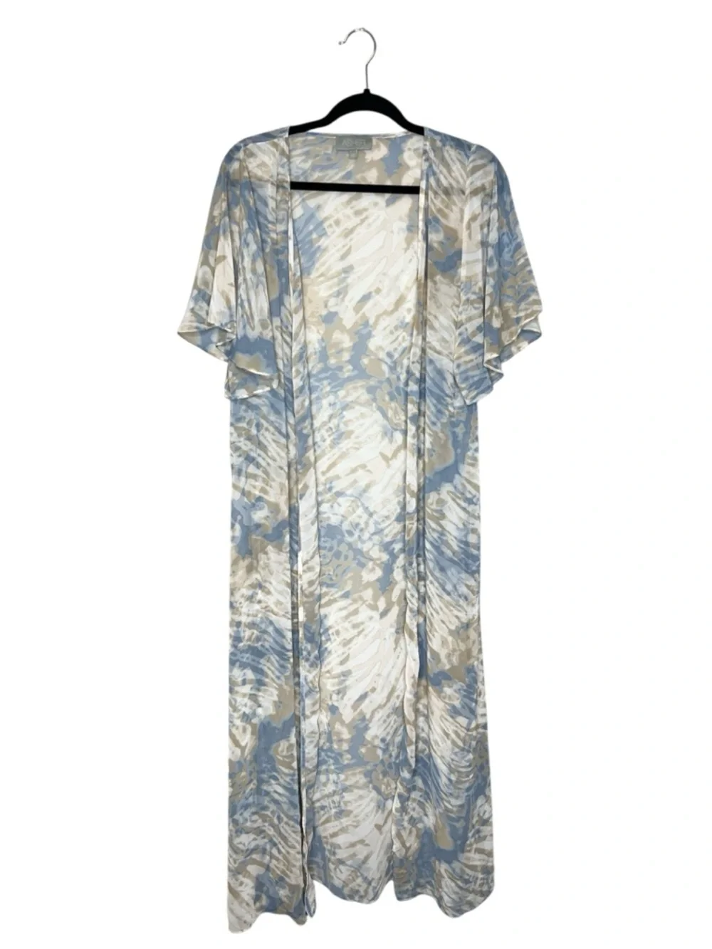 ASHER Boho Christian Flutter Sleeve Semi Sheer flowy Open Front Duster size M
